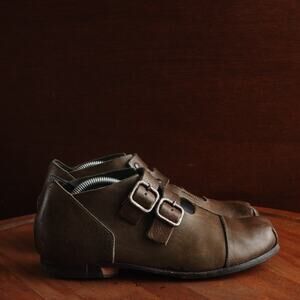 CYDWOQ Shoes Womens Size EU 37.5 US 7.5 Brown Lodge Leather Handmade MiUSA Boho